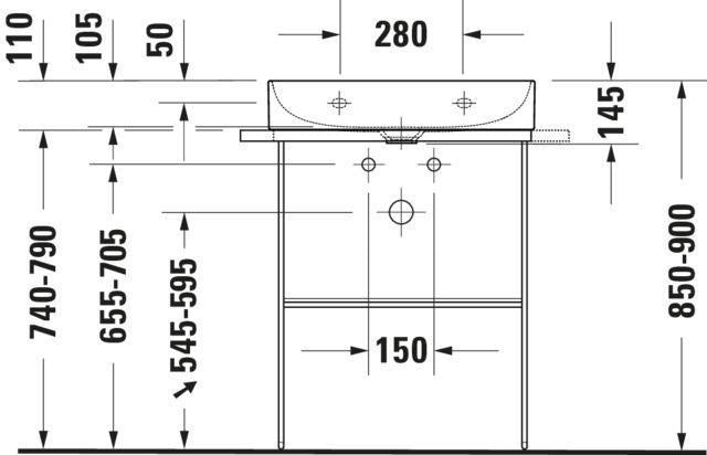 Duravit DuraSquare Möbel-Waschtisch 600 mm ohne Überlauf, mit Hahnlochbank, weiß
