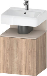 DURAVIT Qatego Waschtischunterbau 490 mm wandhängend, 1 Tür links, Weiß Matt mit Eiche Schwarz Nische