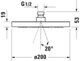Duravit Kopfbrause D200mm Schwarz Matt – Rund, Winkelverstellbar, Antikalk, Decken-/Wandmontage