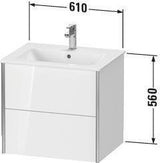 DURAVIT XViu Waschtischunterbau wandhängend 610 mm, 2 Schubkästen, weiß matt – ohne Griff, mit Tip-On-Technik