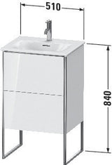 Duravit XSQUARE Waschtischunterbau 840 mm weiß matt – 2 Auszüge mit Tip-On-Technik