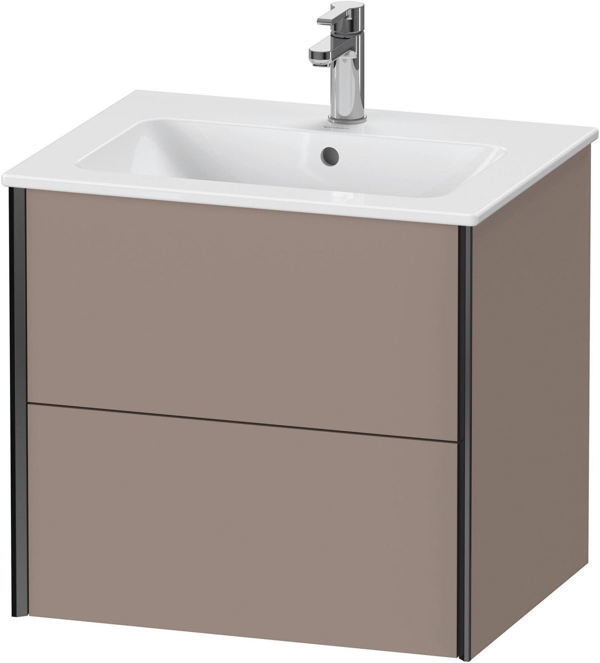DURAVIT XViu Waschtischunterbau wandhängend 610 mm, 2 Schubkästen, weiß matt – ohne Griff, mit Tip-On-Technik