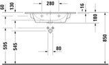 DURAVIT ME by Starck Möbelwaschtisch 830 mm Weiß Seidenmatt mit Überlauf und 1 Hahnloch
