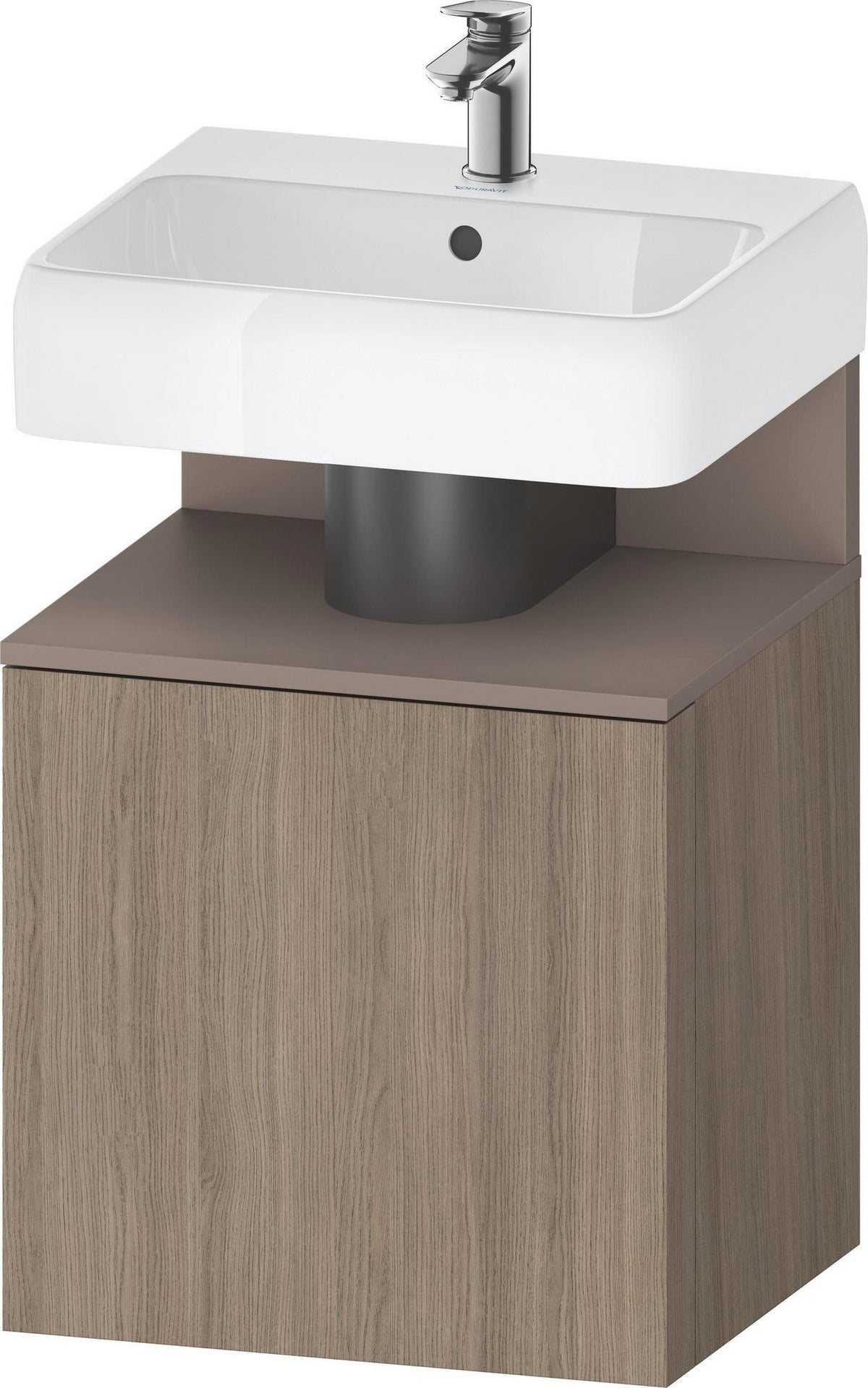 DURAVIT Qatego Waschtischunterbau 490 mm Eiche Terra Matt, wandhängend, 1 Tür links, Tip-On