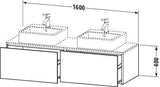 Duravit XSquare Waschtischunterbau 1600 mm wandhängend 2 Auszüge Sanitär-Ahorn seidig-matt