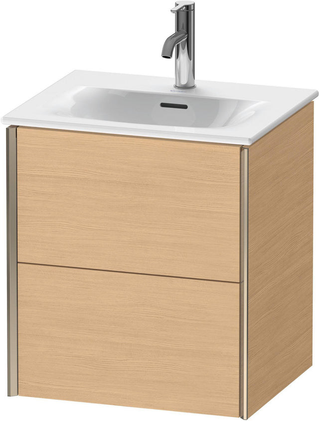 DURAVIT XViu Waschtischunterbau wandhängend 557 mm mit 2 Schubkästen in Champagner Matt/Eiche Natur
