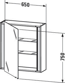 Duravit Ketho Spiegelschrank 650 mm, Türanschlag rechts, weiß matt, LED-Beleuchtung, Sensorschalter