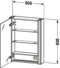 DURAVIT XSquare Spiegelschrank 600 mm mit LED-Beleuchtung, Front- und Innenspiegel, Soft-Close
