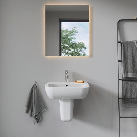 Duravit D-Code Waschtisch 550 mm weiß mit Überlauf und Hahnlochbank – Wandmontage