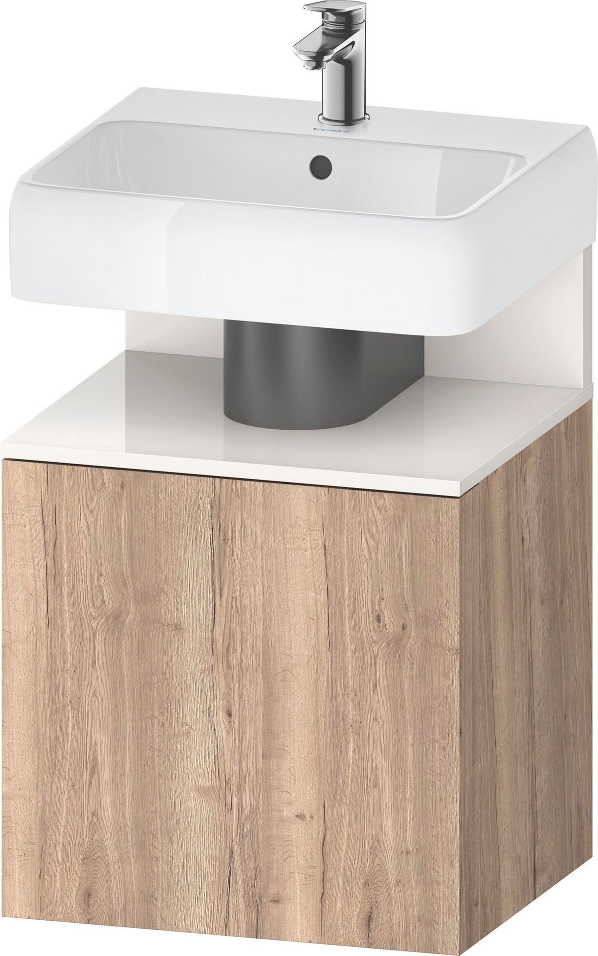 DURAVIT Qatego Waschtischunterbau 490 mm wandhängend, 1 Tür links, Weiß Matt mit Eiche Schwarz Nische