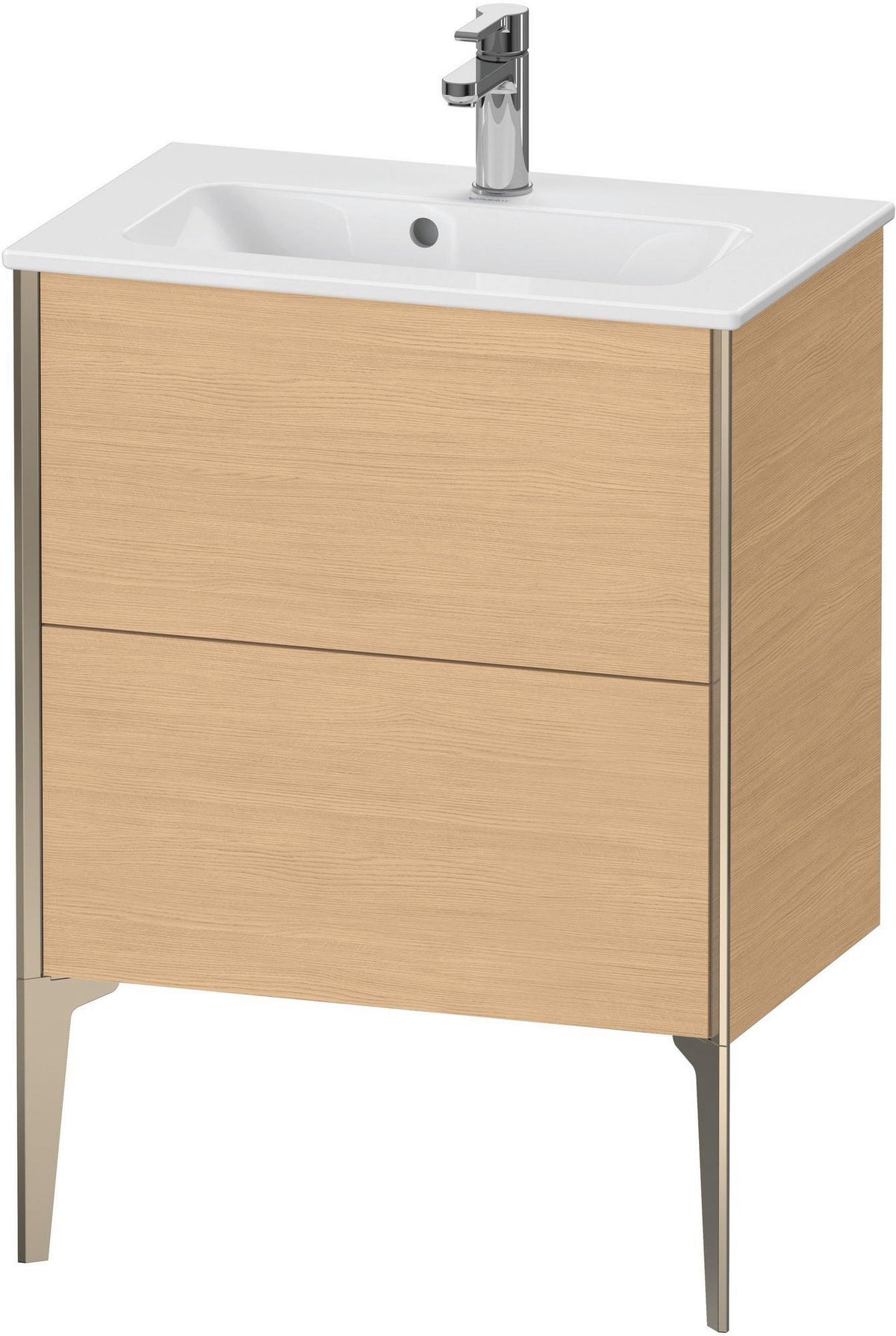 Duravit XViu Waschtischunterbau bodenstehend 610 mm, 2 Auszüge, champagner matt/weiß matt