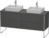 DURAVIT XSquare Waschtischunterbau 1600 mm betongrau matt, 4 Schubkästen, Tip-On, bodenstehend
