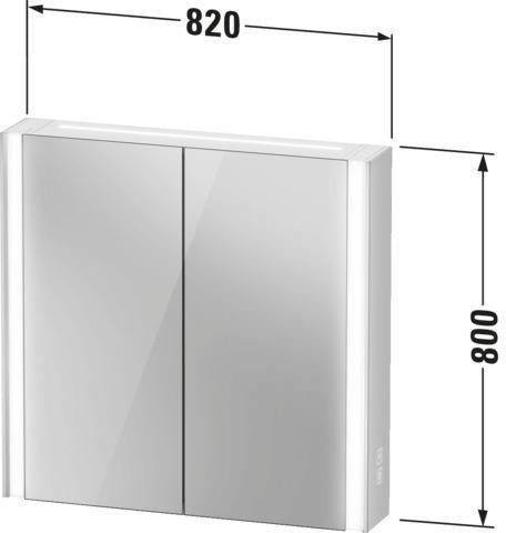 DURAVIT XViu Spiegelschrank 820 mm mit LED-Beleuchtung, Champagner Matt, 2 Türen, IP44