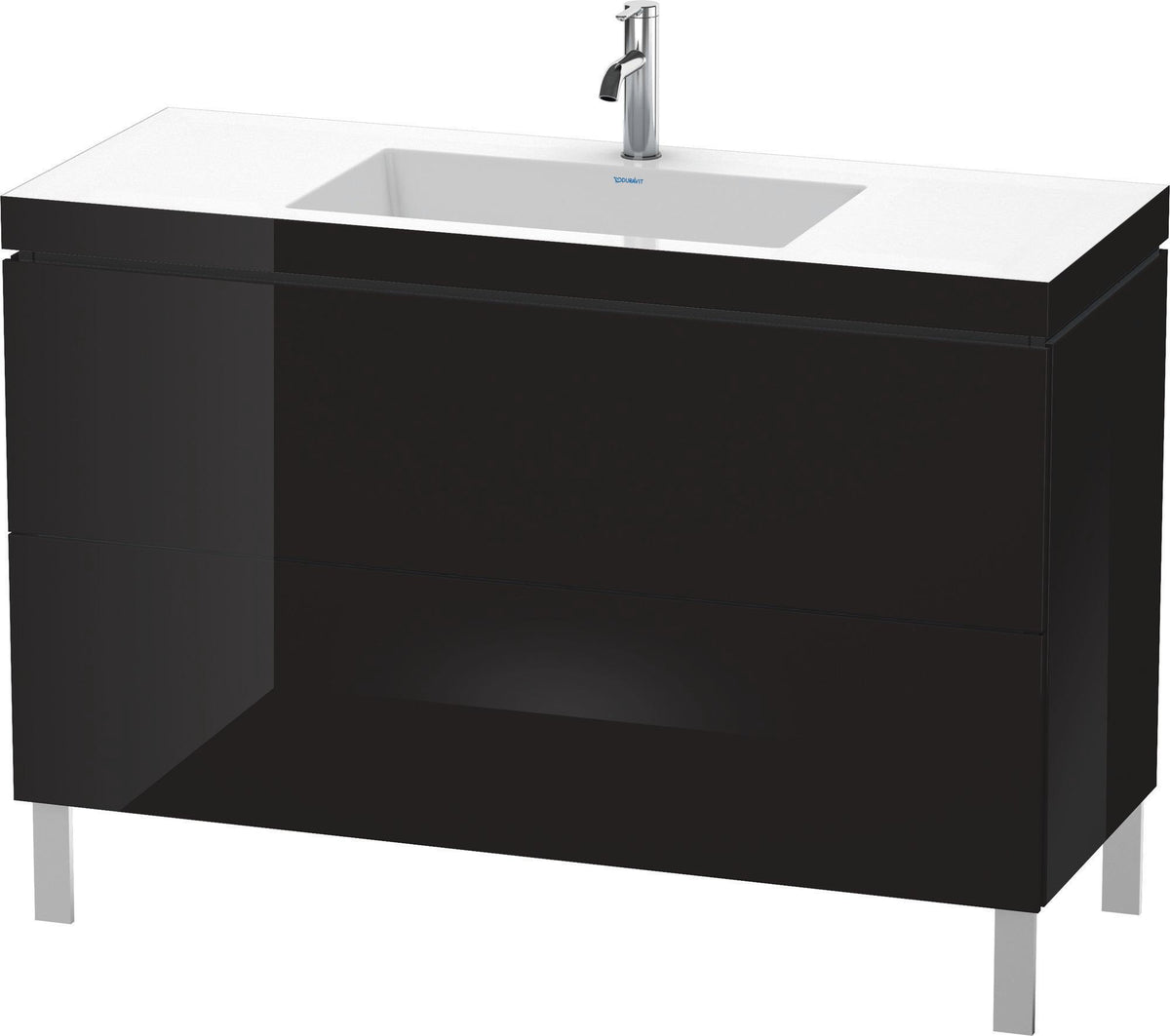 DURAVIT L-Cube c-bonded Waschtischset 1200 mm, 2 Auszüge, Schwarz Hochglanz, wandmontiert