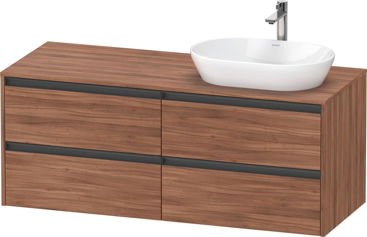Duravit Ketho.2 Waschtischunterbau 1400 mm betongrau matt mit 4 Schubkästen