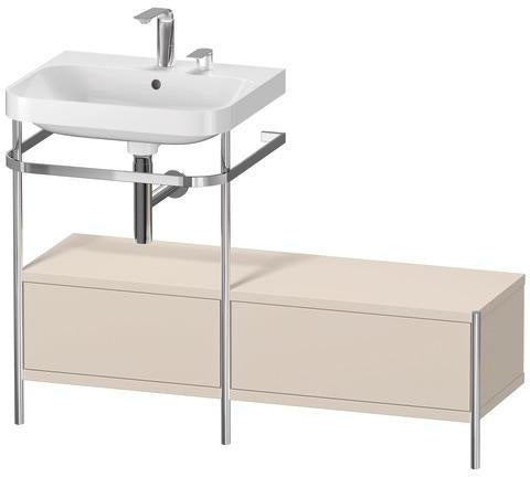 Duravit Happy D.2 Plus Waschtischset 1200 mm taupe supermatt – Einrichtungssystem Nussbaum rechts, bodenstehend, mit Hahnloch