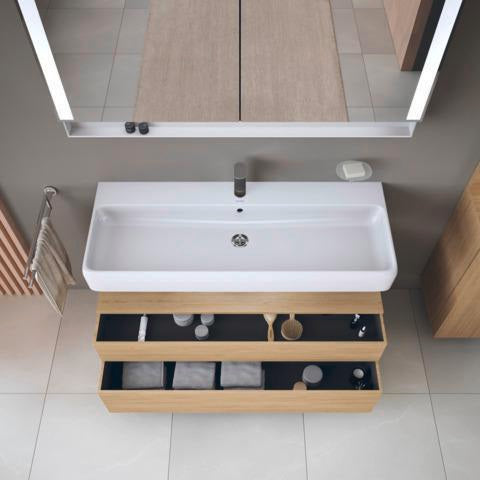 DURAVIT Qatego Hochschrank 400 mm, 2 Türen, weiß Hochglanz, Eiche Schw. Matt