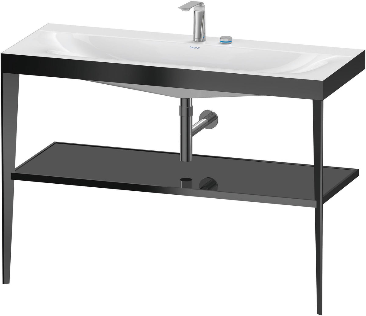 DURAVIT XViu c-bonded Waschtischset 1200 mm in Schwarz Matt mit Metallkonsole und apricot pearl Hochglanz