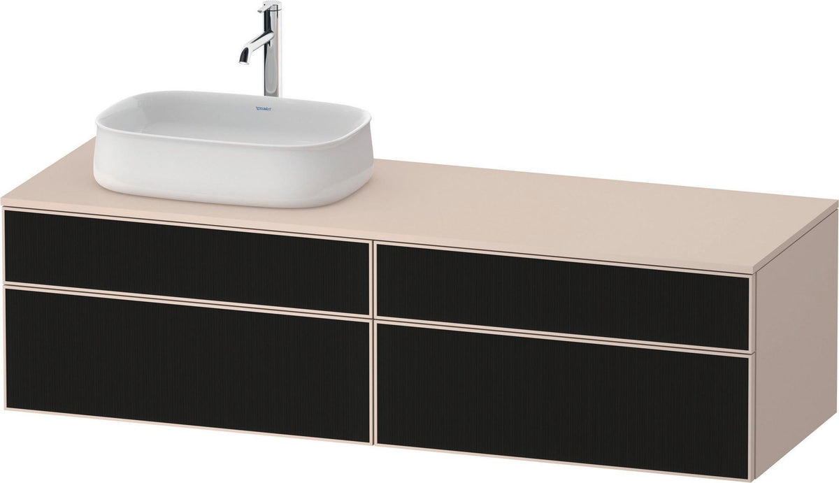 DURAVIT Zencha Konsolen-Waschtischunterbau 1600 mm Eiche Anthrazit mit 2 Auszügen & Tip-on