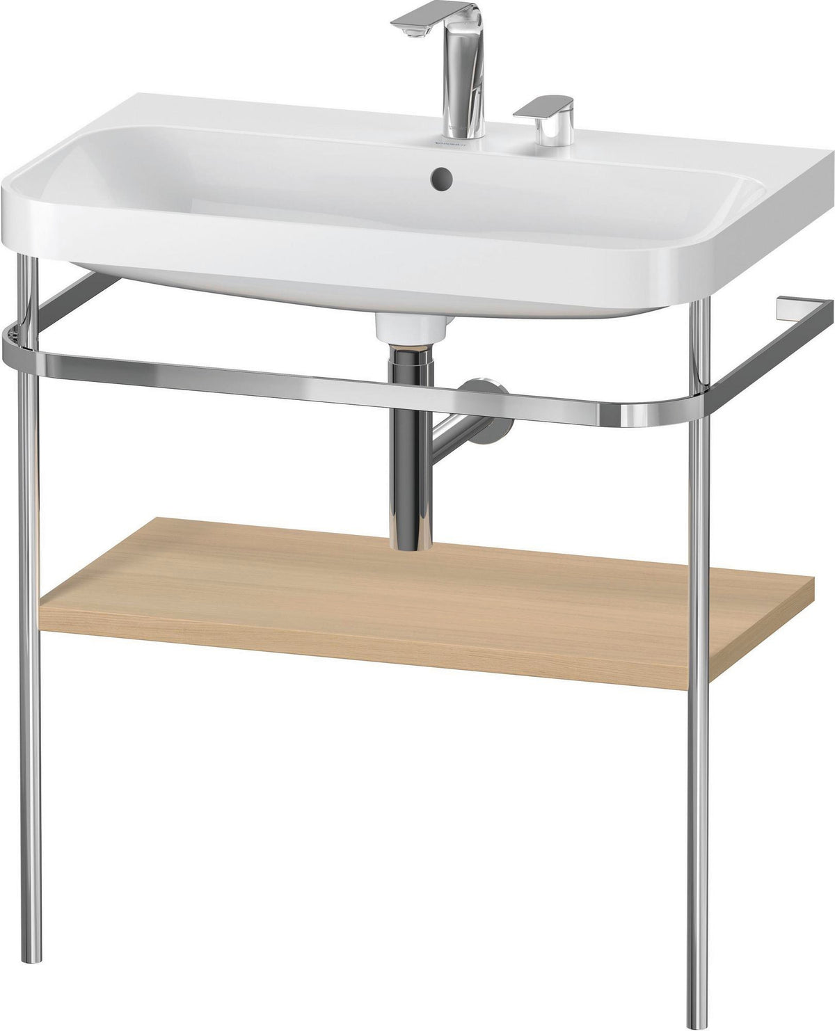 DURAVIT Happy D.2 c-shaped Waschtisch-Set 775 mm mit Metallkonsole, taupe seidenmatt