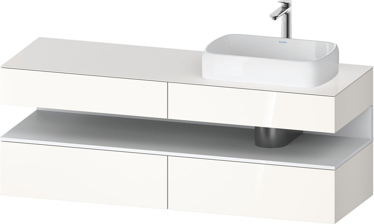 Duravit Qatego Konsolenwaschtischunterbau 1600 mm Weiß Hochglanz mit Eiche Schwarz Nische