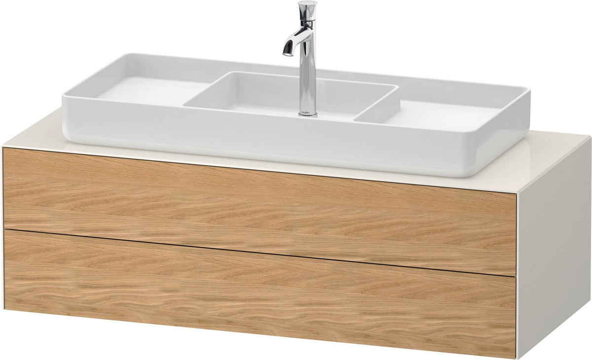 Duravit White Tulip Waschtischunterbau 1300 mm Nussbaum Mitte, wandhängend, Tip-On, 2 Schubkästen