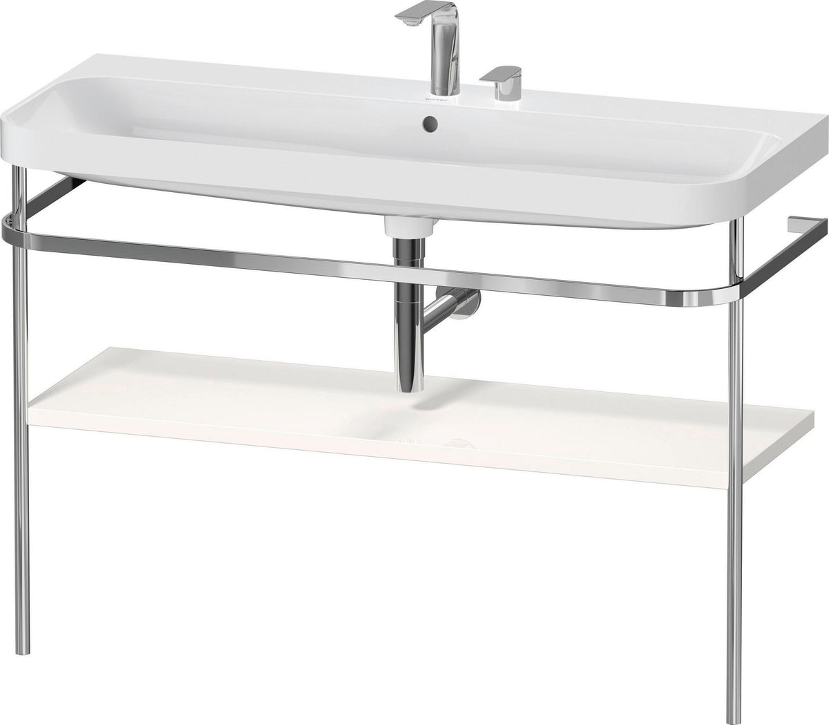 Duravit Happy D.2 c-shaped Waschtischset 1175 mm mit Metallkonsole und Waschschüssel