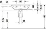 Duravit D-Neo Waschtisch 550 mm weiß mit Überlauf und WonderGliss