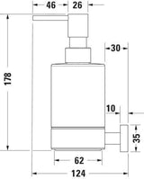 DURAVIT Karree Seifenspender Chrom – Flüssigseifenspender mit Glasbehälter und Messinghalterung