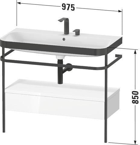 Duravit Waschtischset Happy D.2 Plus 975x490mm Taupe Supermatt mit Nussbaum-Konsole