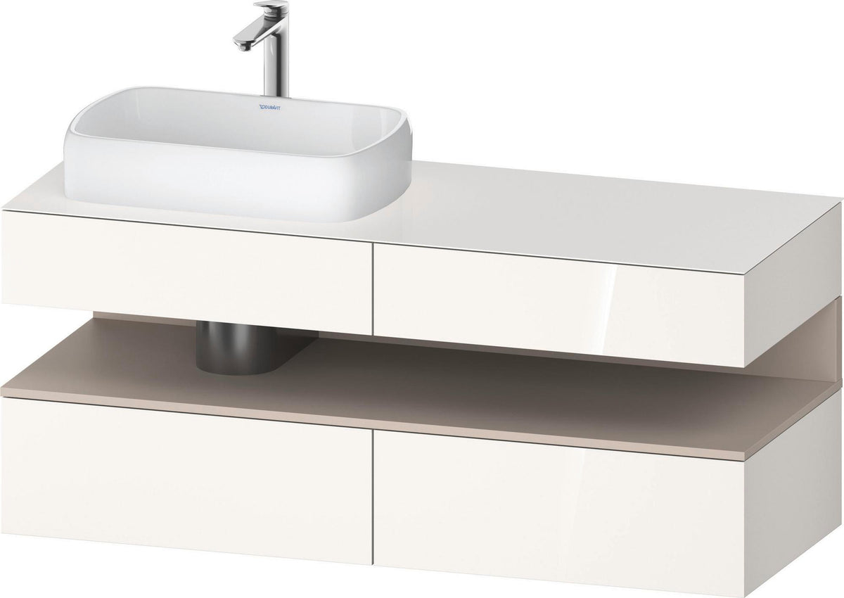 DURAVIT Qatego Studio F. A. Porsche Konsolenwaschtischunterbau 1400 mm Weiß Matt mit LED-Nischenbeleuchtung