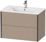Duravit XViu Waschtischunterbau wandhängend 810 mm, 2 Schubkästen, champagner matt/weiß matt – ohne Griff, mit Tip-On-Technik