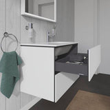 DURAVIT L-Cube Waschtischunterbau 820 mm wandhängend, 2 Schubkästen, Becken rechts, Betongrau Matt
