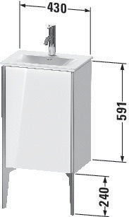 Duravit Waschtischunterbau XVIU 591 mm – bodenstehend, 1 Tür, Aluminiumprofil, ta s-matt