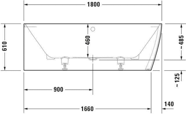 Duravit DURASQUARE Whirlwanne 180x80 cm Ecke links mit Air-System, 2 Rückenschrägen, Mineralguss weiß