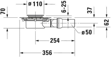 Duravit Duschwannenablauf Universal für DuraSolid Duschwannen, Abgang waagerecht