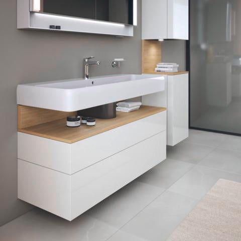 DURAVIT Qatego Hochschrank 400 mm, 2 Türen, weiß Hochglanz, Eiche Schw. Matt