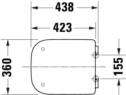 Duravit Univavo WC-Sitz eckig tief 434mm mit Absenkautomatik, abnehmbar, Edelstahl Scharniere, Weiß