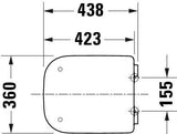 Duravit Univavo WC-Sitz eckig tief 434mm mit Absenkautomatik, abnehmbar, Edelstahl Scharniere, Weiß