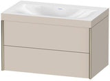 Duravit XViu Möbelwaschtisch-Set 800 mm mit Viu Waschtisch, Nussbaum Mitte, 2 Schubkästen, wandhängend