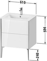 Duravit Waschtischunterbau XVIU 610x834x480mm mit 2 Auszügen in Champagner Matt