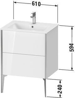 Duravit Waschtischunterbau XVIU 610x834x480mm 2 Auszüge Nussbaum mitte