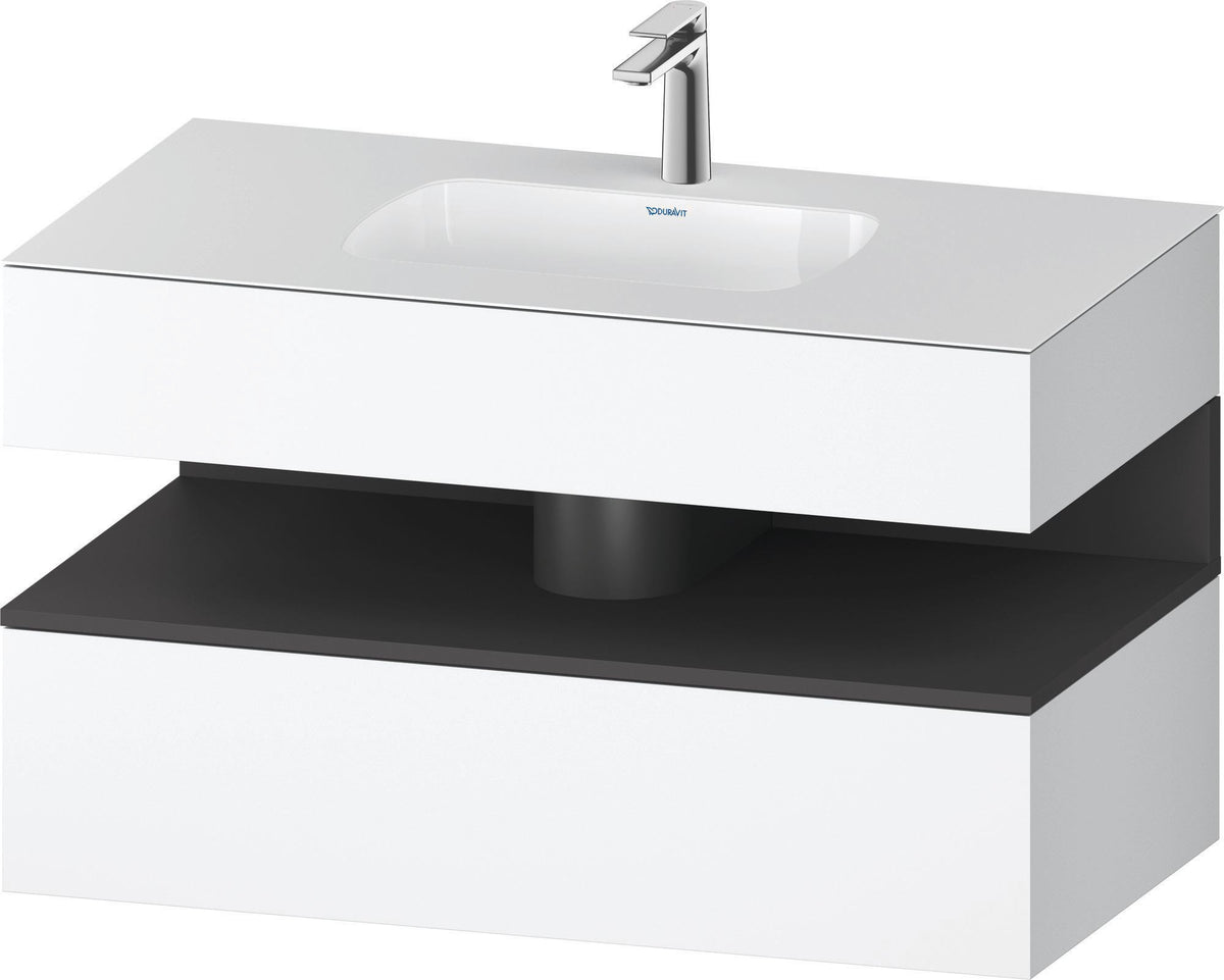 DURAVIT Qatego Einbauwaschtisch mit Konsolenwaschtischunterbau 1000 mm, 1 Auszug, antibakteriell