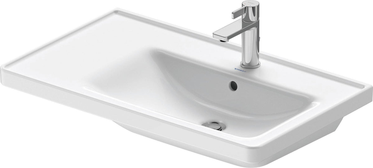 Duravit D-Neo Waschtisch 800 mm weiß mit WonderGliss, Becken rechts, Wandmontage
