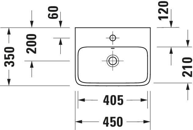 Duravit Qatego Handwaschbecken 450 mm weiß mit Überlauf und Hahnlochbank
