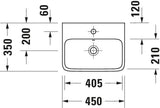 Duravit Qatego Handwaschbecken 450 mm weiß mit Überlauf und Hahnlochbank