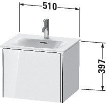 Duravit XSquare Waschtischunterbau 510 mm, 1 Auszug, weiß matt – wandhängend für Viu