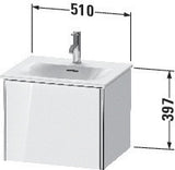 Duravit XSquare Waschtischunterbau 510 mm, 1 Auszug, weiß matt – wandhängend für Viu