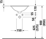DURAVIT Einbauwaschtisch Architec 470 mm weiß mit Überlauf, ohne Hahnloch