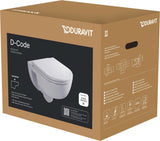 Duravit D-Code 2.0 WC-Set wandhängend, spülrandlos, 4/2L, mit WC-Sitz und Absenkautomatik, Weiß Hochglanz